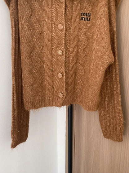 Miumiu 2025  Cardigan Brown Wool Polyester