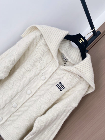 Miumiu 2025  Cardigan White Wool Polyester