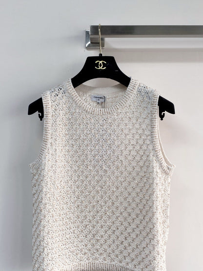 Chanel 2026 Knit Tank Top Off-white Wool 166807