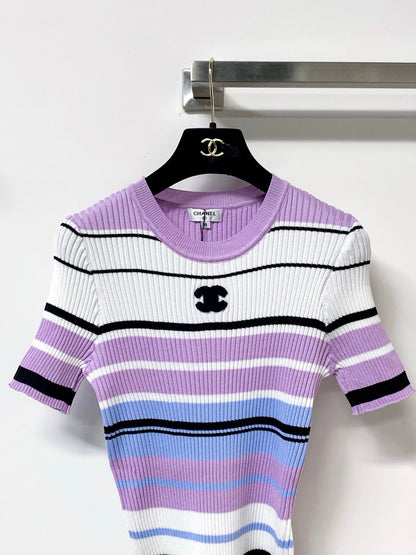 Chanel 2026 Strips Short-Sleeve Shirt Acrylic 278214