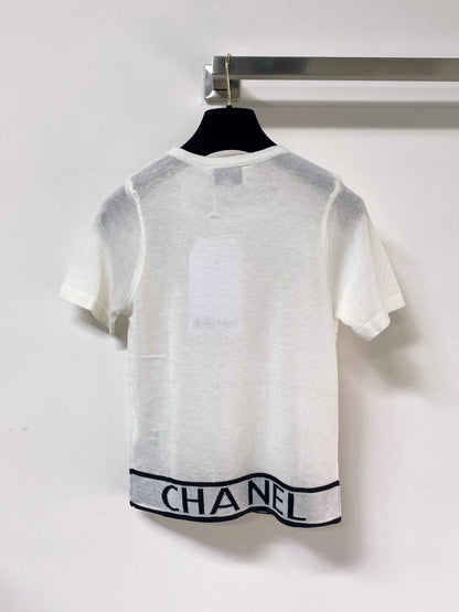 Chanel 2026 Rhinestone Knit Short-Sleeve Top Wool 330929
