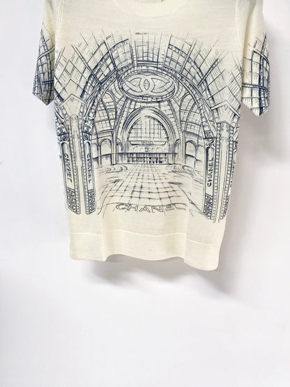 Chanel 2026 Cream Graphic Knit Top Wool 345271