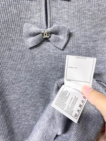 Chanel 2026 Rib-Knit Sleeveless Bow Details Wool 410640