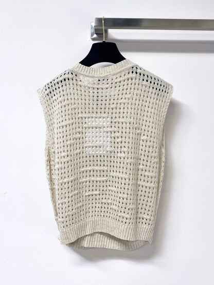 Chanel 2026 V-neck Crochet Knit Vest Acrylic 419420