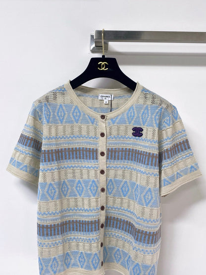 Chanel 2026 Short Sleeve Button Down Cardigan Flax Lelin 435143