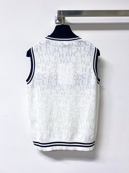 Chanel 2026 Striped Knit Vest Cotton 439815