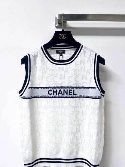 Chanel 2026 Striped Knit Vest Cotton 439815
