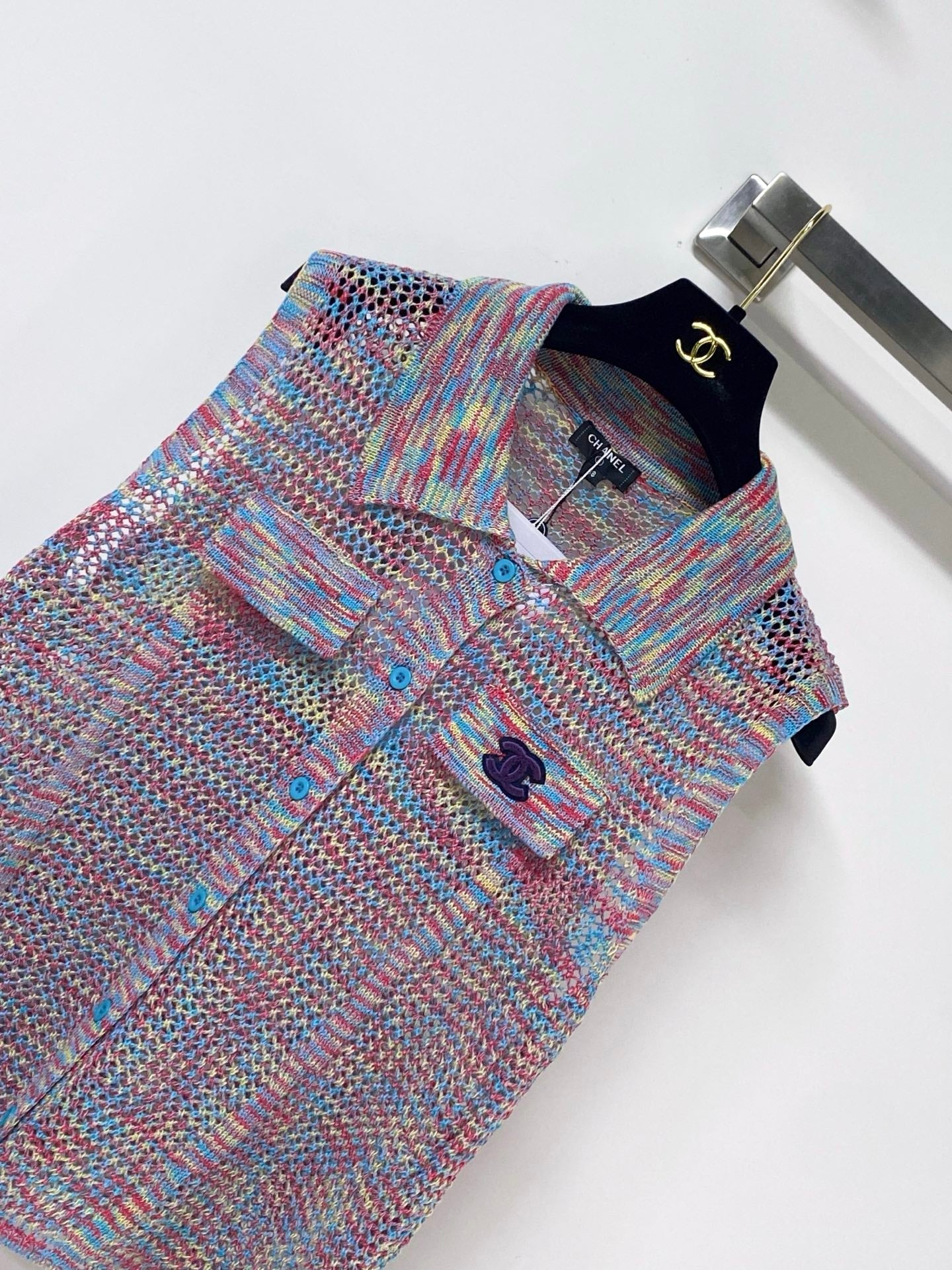 Chanel 2026 Knit Vest Polo Purple Laine Wool 442988