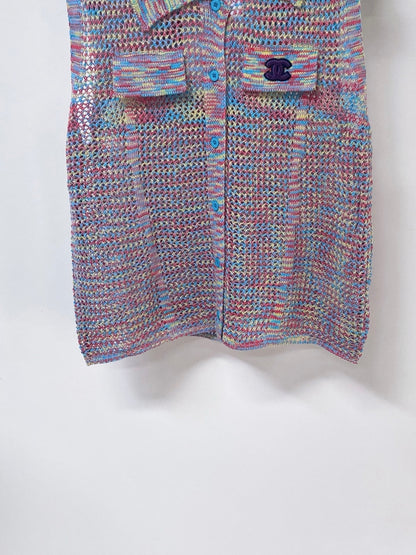 Chanel 2026 Knit Vest Polo Purple Laine Wool 442988
