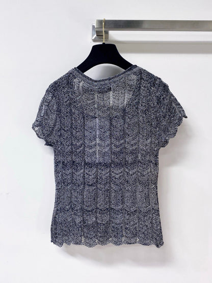 Chanel 2026 Short-Sleeve Cardigan Grey Wool Laine 442981