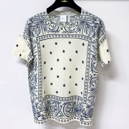 Dior 2026 Print Short-Sleeve T-Shirt Light Yellow Laine Wool 449823