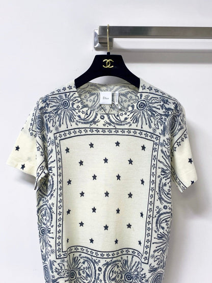 Dior 2026 Print Short-Sleeve T-Shirt Light Yellow Laine Wool 449823