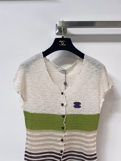 Chanel 2026 Knitted Short-Sleeved Top Flax Lelin 471725