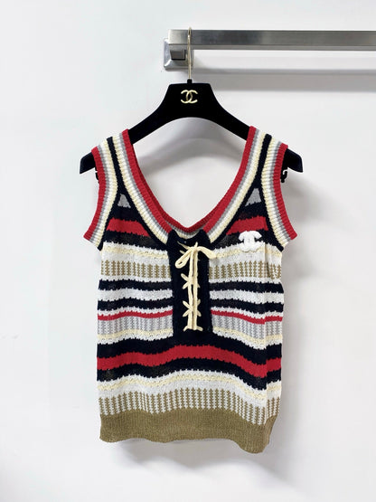 Chanel 2026 Knit Tank Top V-neck Cotton 479947