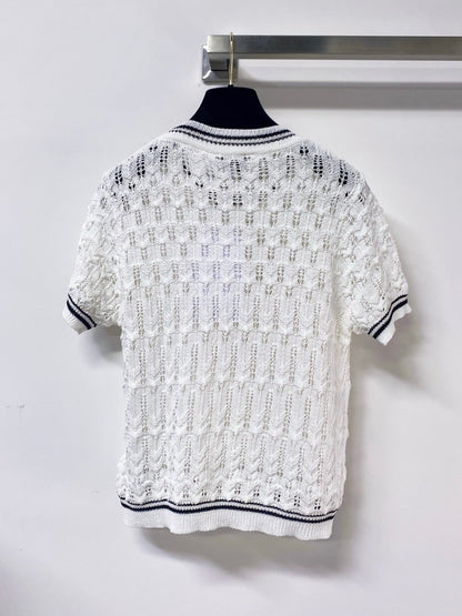 Chanel 2026 White And Black Short-Sleeved Shirt Wool 479934