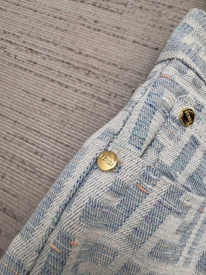 FF Light Blue Monogram Denim Jean