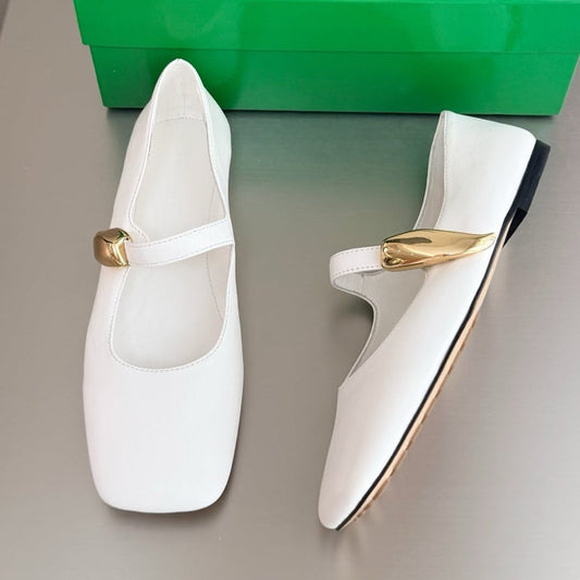 Bottega Veneta 2026 Ballet Flat White Gold Lambskin 743752