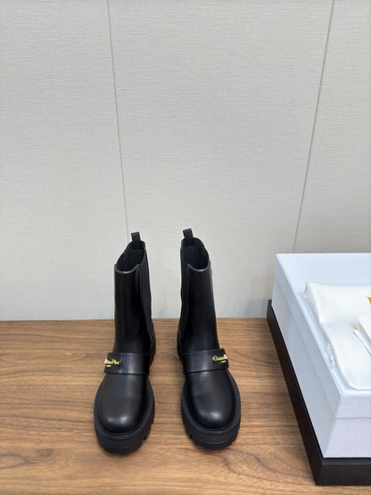 CD D-Quest Ankle Boot 40mm In Plain Black Calfskin 112933