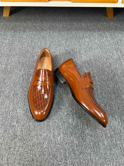 CD GRANVILLE LOAFER  GLOSSY SIENNA MONOGRAM LAMBSKIN