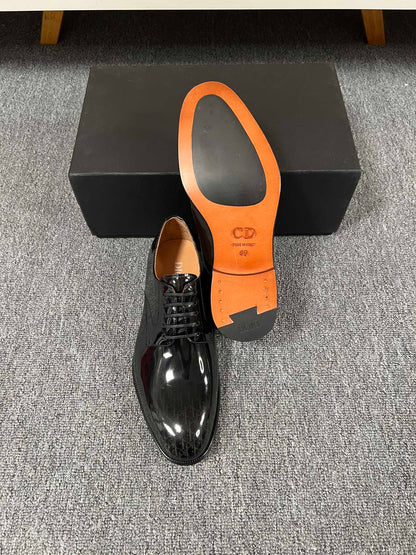 CD TIMELESS OXFORD BLACK POLISHED CALFSKIN WITH MONOGRAM