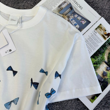 Dior 2026 Blue Bow Short-Sleeve T-Shirt Cotton 374773
