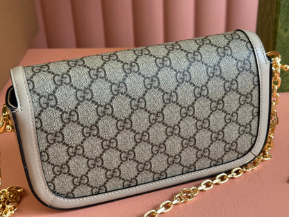 Gucci Horsebit 1995 Bag Ebony mix Beige Canvas 244275