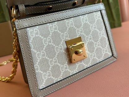 Gucci Ophidia 17.5cm Bag Beige White Canvas Leather 248488