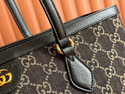 Gucci Ophidia 38cm Bag Black Leather Canvas 244459