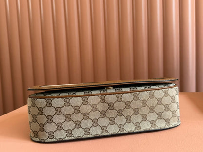 Gucci Blondie 32 Bag Brown Beige Leather Canvas 239899
