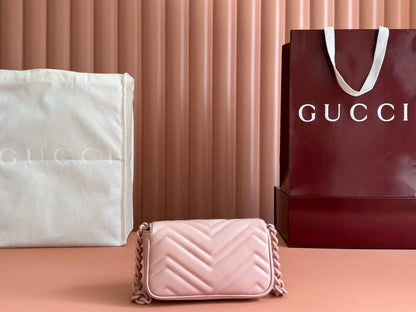 Gucci GG Marmont 16.5 Bag All Pink Calfskin 248346