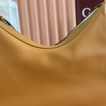 GG 2025 Attache Shoulder Bag 35cm Camel Calfskin Canvas 273672