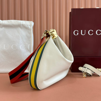 GG 2025 Attache Shoulder Bag 35cm White Calfskin Canvas 273671