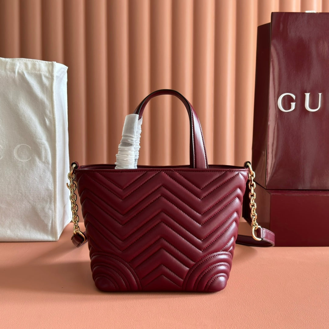 GG 2025 Marmont Tote Bag 29cm Rosso Ancora Red Sheepskin 273627