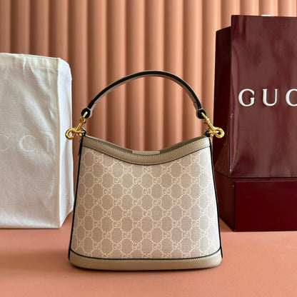 GG 2025 Interlocking G Large 25cm Bag Beige Canvas Leather 273678