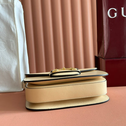 GG 2025 Horsebit Bag 25cm Beige Calfskin 273711
