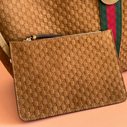 GG 2025 Giglio Large Tote Bag 60cm Brown Red Suede Canvas 273277