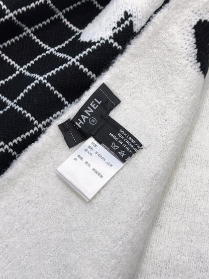 CC 25 Scarf 190cm Black White Wool 968580