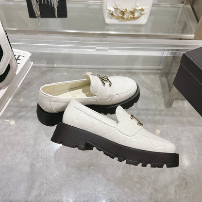 CC Moccasins White Cowhide