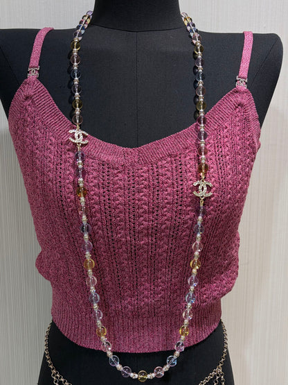 Chanel 2026 Colorful Crystal Full Rhinestone Double C Necklace