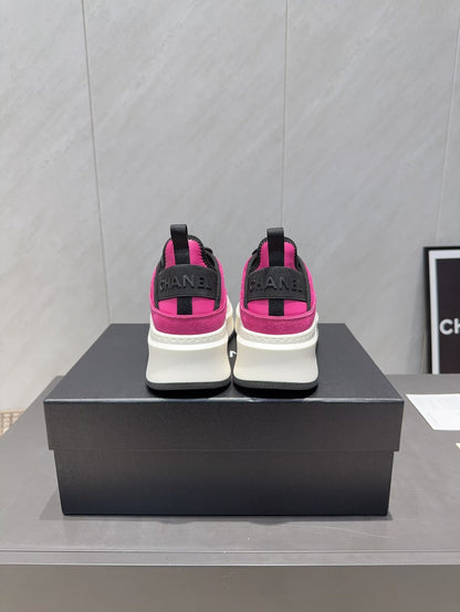 Chanel 25 Sneaker Pink White Black Suede 540278