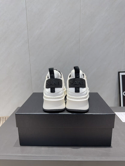Chanel 25 Sneaker  Black White Suede 540306