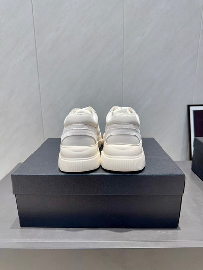 Chanel 25 Sneaker Ivory Suede Cowhide 540328