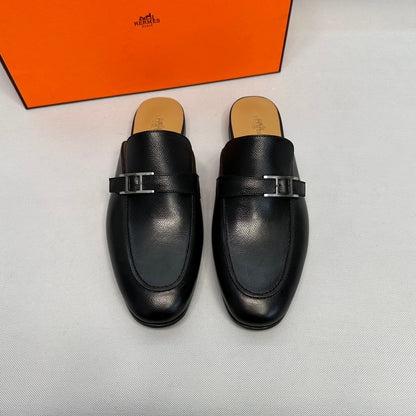 HM Men's Colette Mule Black Calfskin 640283