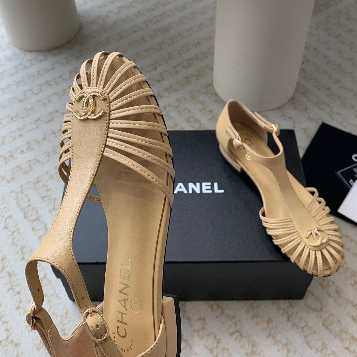 roman sandals wedge gold metalic lambskin