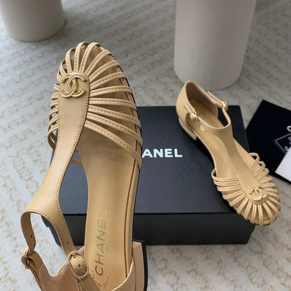 roman sandals wedge gold metalic lambskin
