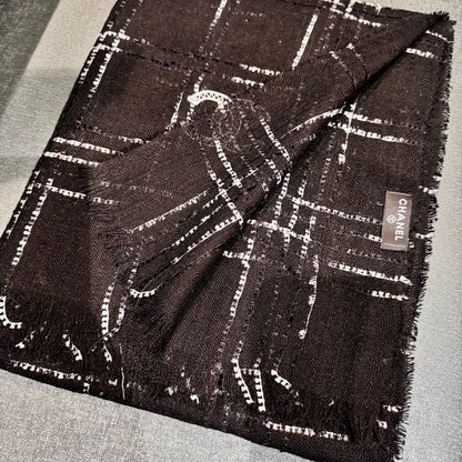CC Scarf 200 CM In Black With White Stripes Cashmere 394656