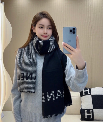 CC Scarf 185 CM In Black Mix Grey Caro Cashmere 422861