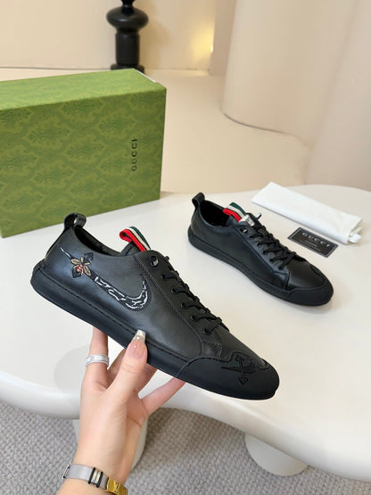 GG Men's Sneaker Black Cowhide 740210