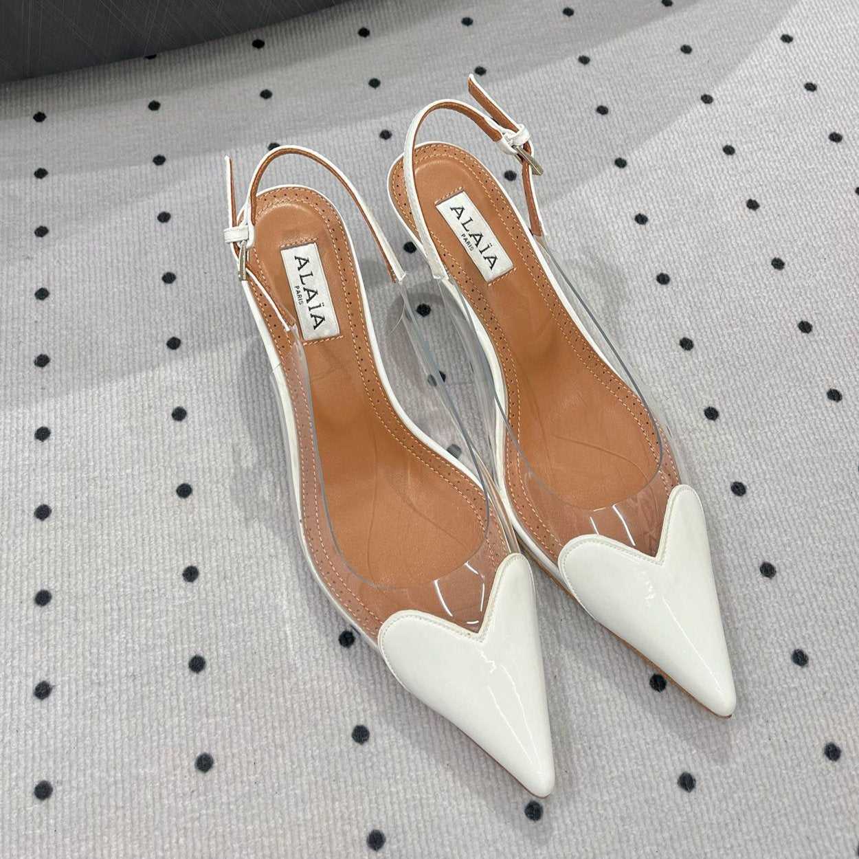 Alaila Le CÅ“ur Slingbacks 60mm In White Glossy Lambskin 954827