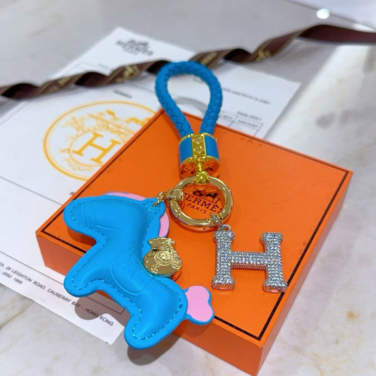 HM Rodeo Horse Bag Charm In Blue Leather
